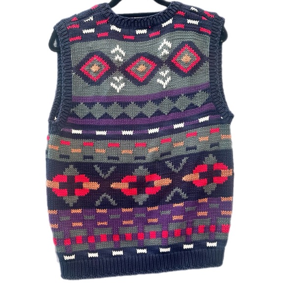Vintage Eddie Bauer Multicolor Southwest Knit 100% cotton Sweater vest, Small - Picture 4 of 5